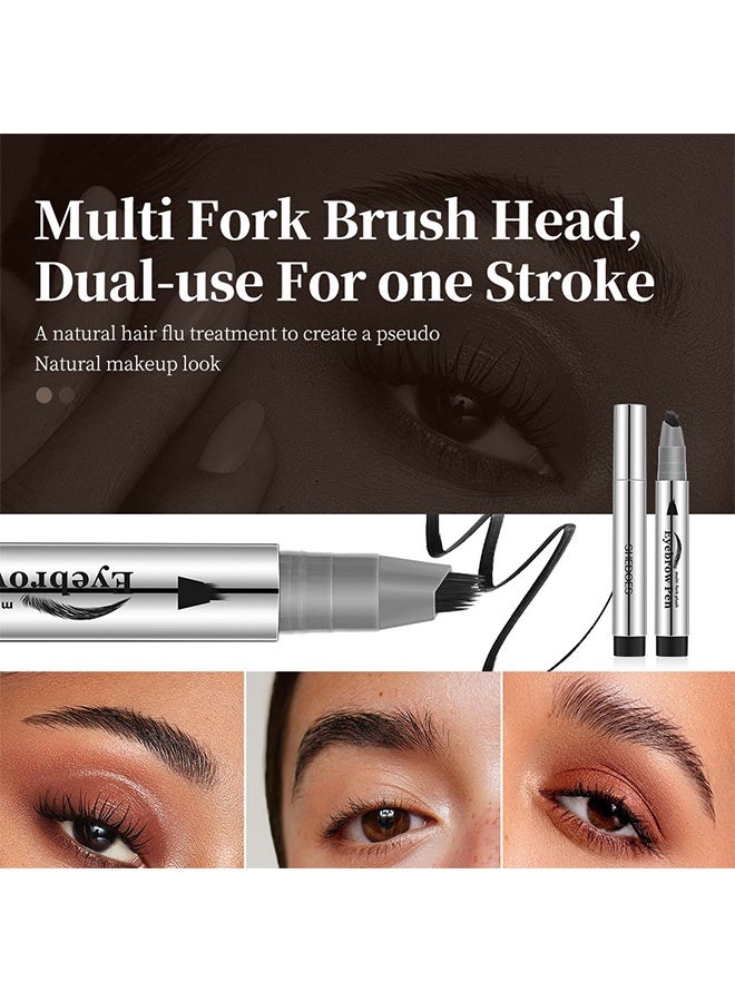 SHEDOES Multi-Fork Plush Eyebrow Pen,Liquid Eyebrow Pen, Waterproof Microblading Eyebrow Pencil with a Micro-Fork Tip Applicator, Creates Natural Looking Brows Effortlessly #01 BLACK - Image 3